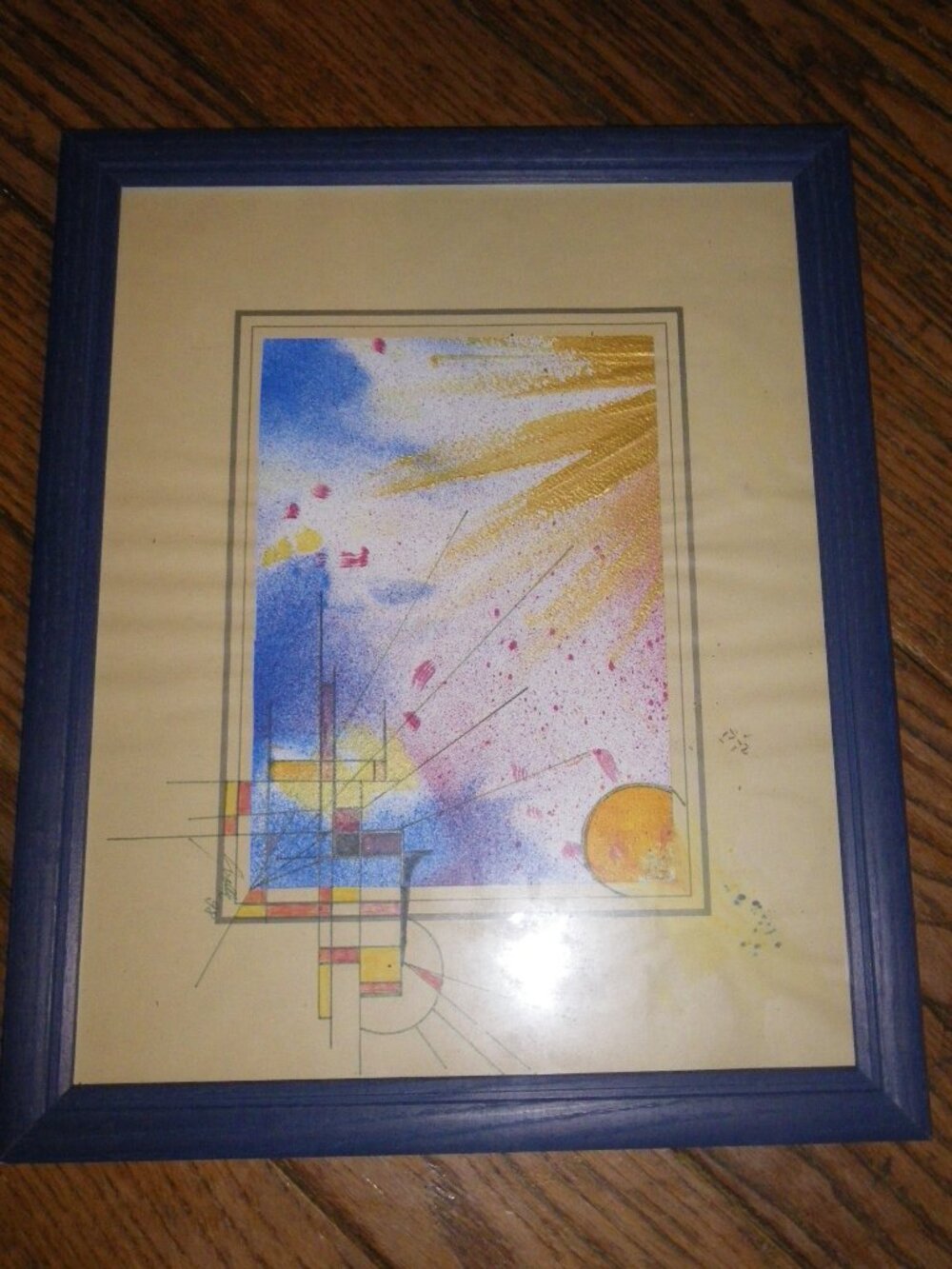 Vintage Abstract Modern Painting Drawing Signed